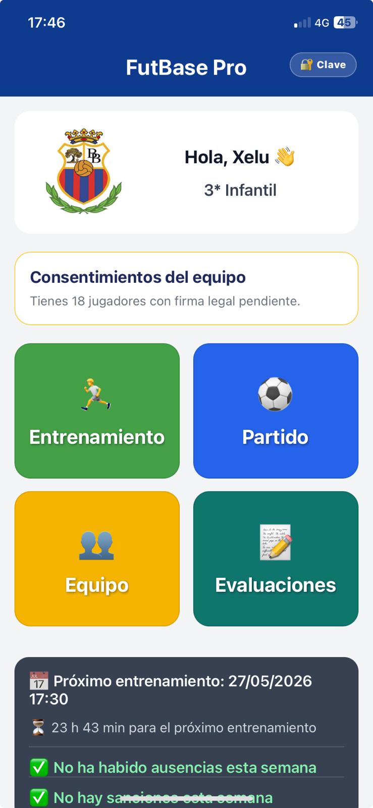Pantalla móvil de FutBase Pro